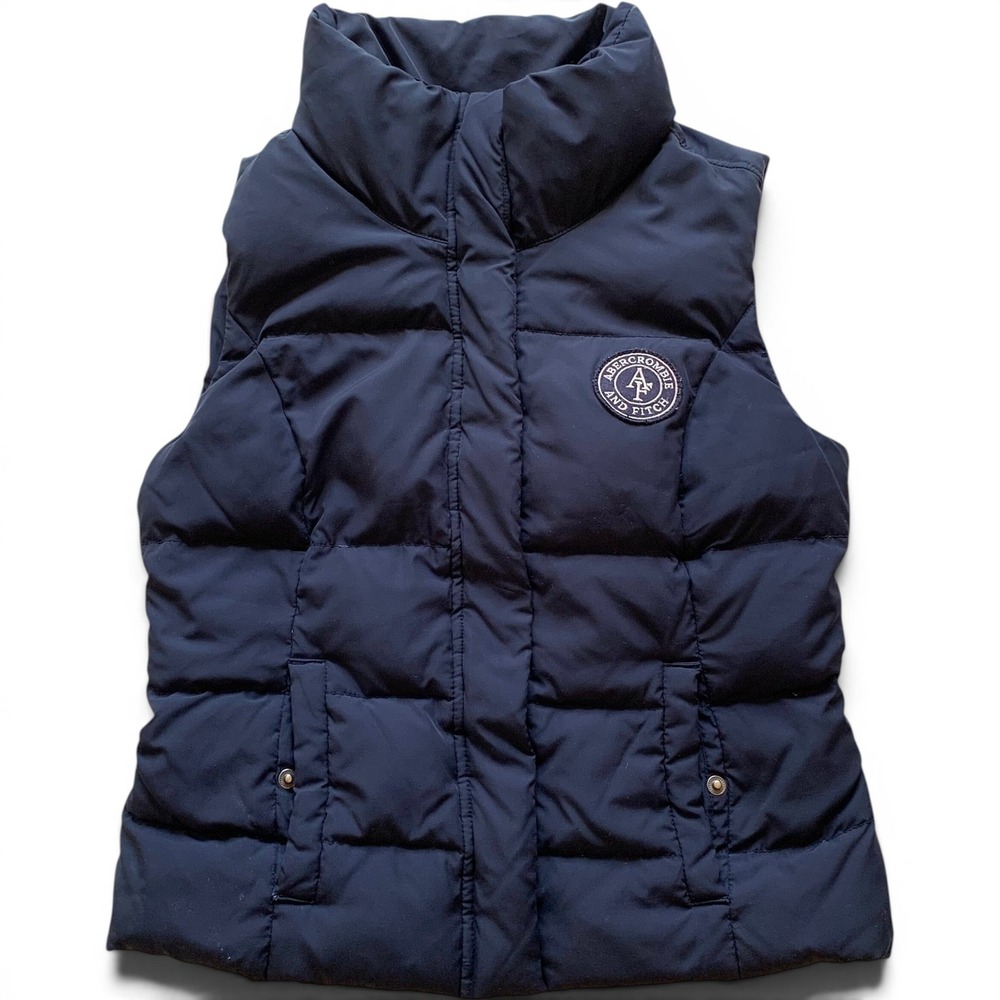 Abercrombie & Fitch Medium Women's Down Puffer Vest Quilted Logo Zip Up